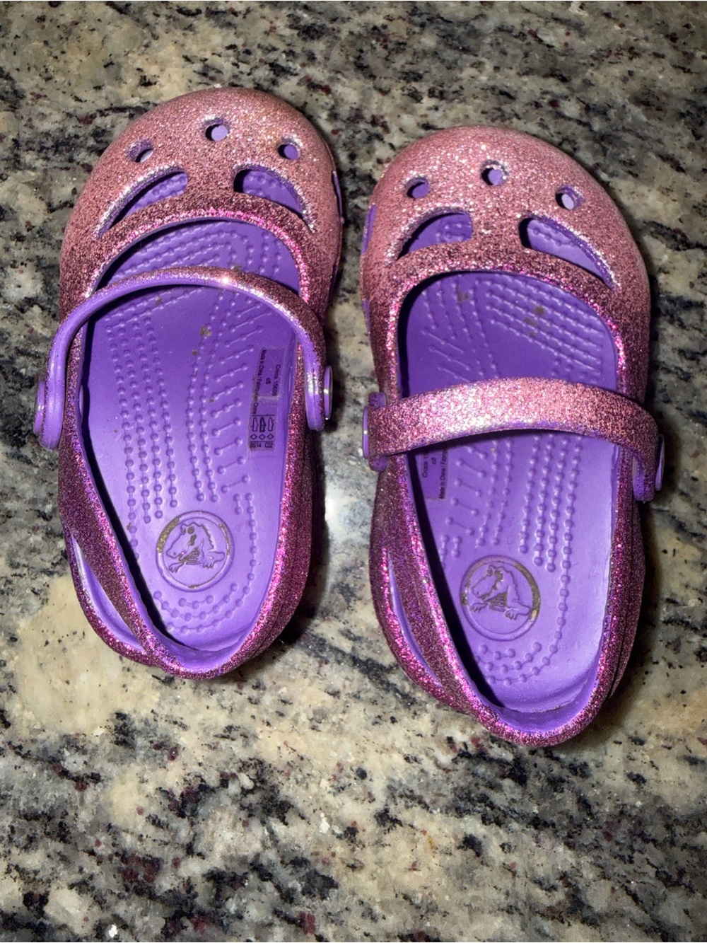 Crocs Glitter Mary Jane Sandals - Pink Purple size 5 child